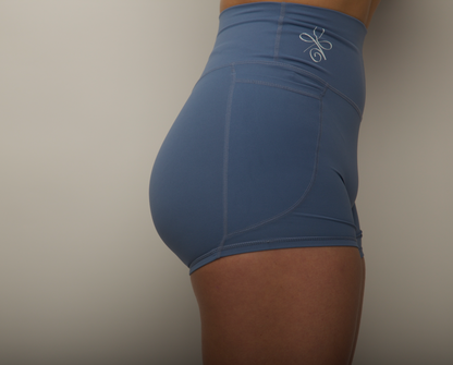 Engineered Dusty Blue Sports Shorts: Second Skin Fit